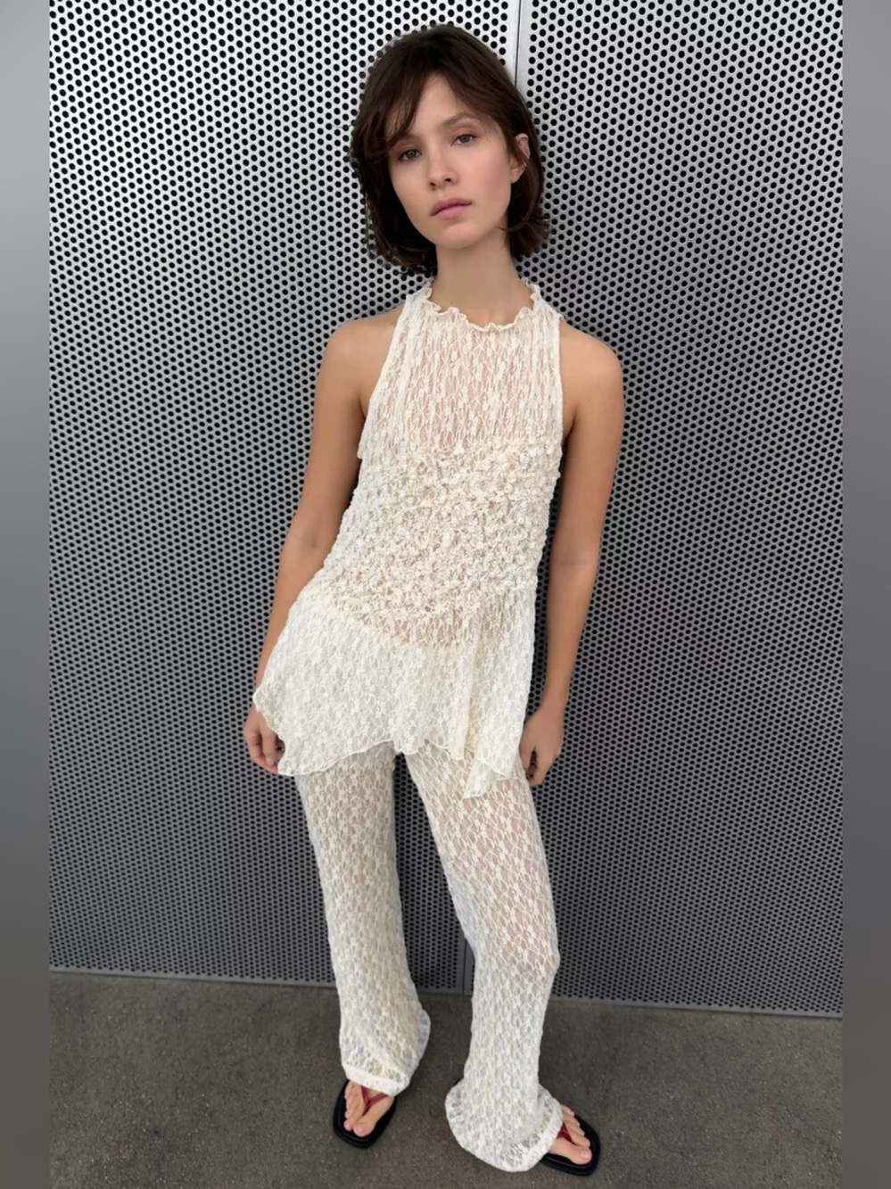 ZARA GATHERED LACE TOP